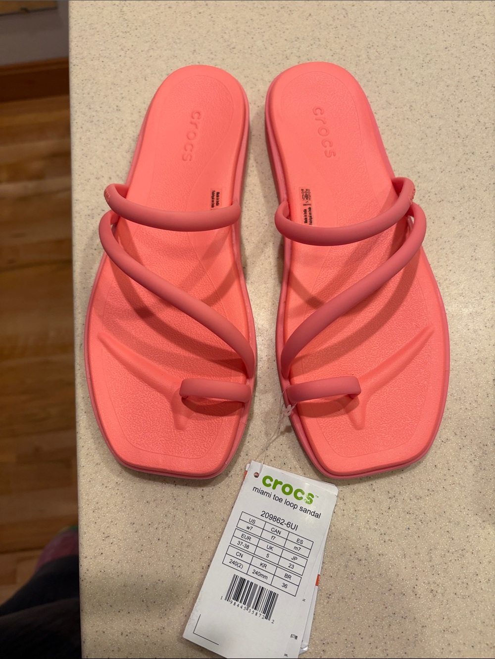 CROCS Women’s Miami Toe-Loop Sandal — Coral